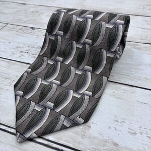 Stafford Executive Men's Tie Grey Geometric Abstract Oval Pattern Necktie